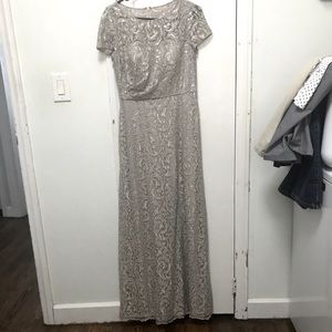 Hailey Adrianna Papell Formal lace silver dress